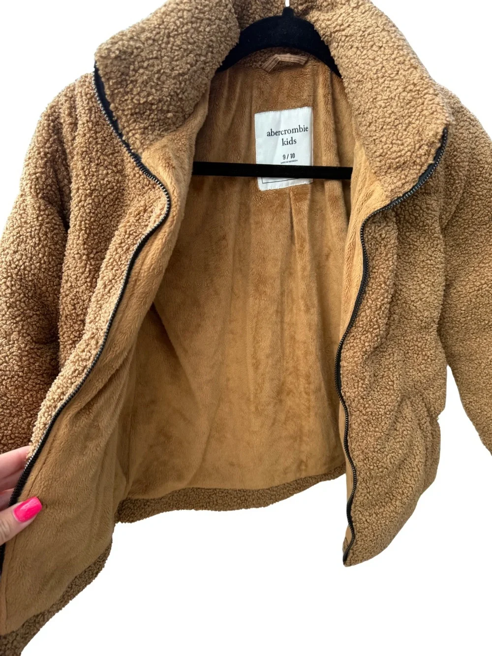 abercrombie kids Camel Tan Sherpa Puffer Jacket